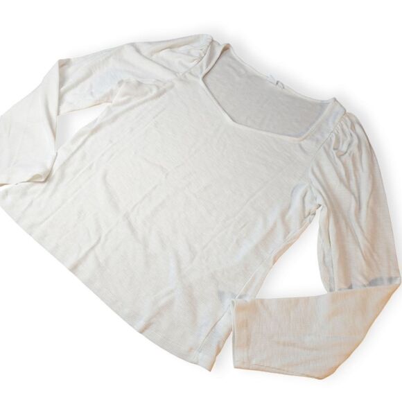 Gap White Long Gathered Puff Sleeve Top XXL - Picture 5 of 7